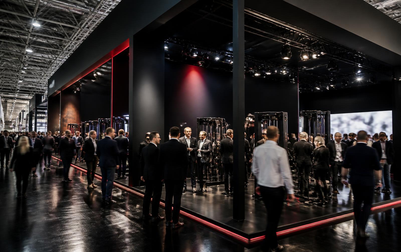 Estande premium de fitness em feira internacional do setor